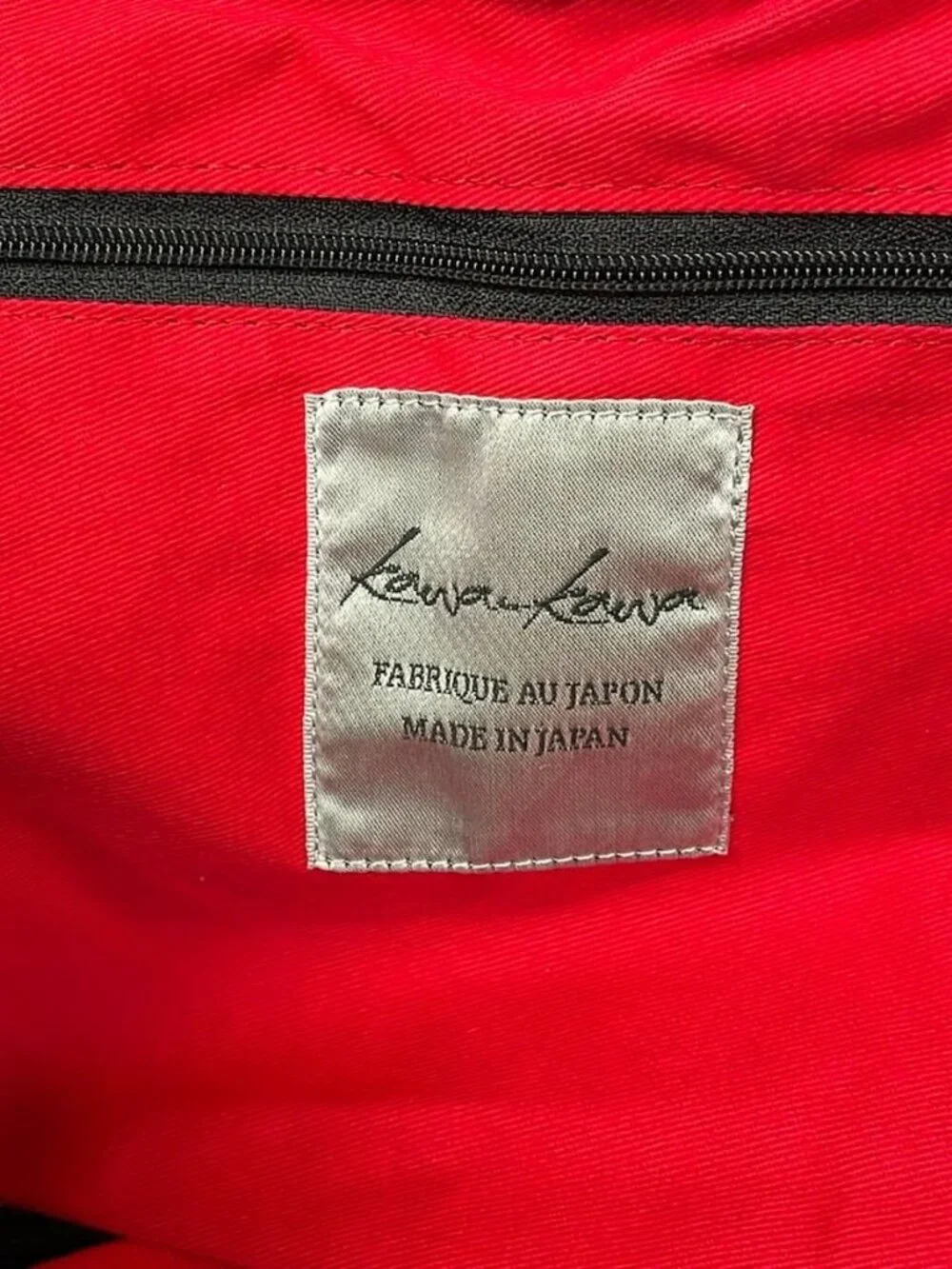 kawa-kawa Black Chemical Fiber Leather Tote Bag